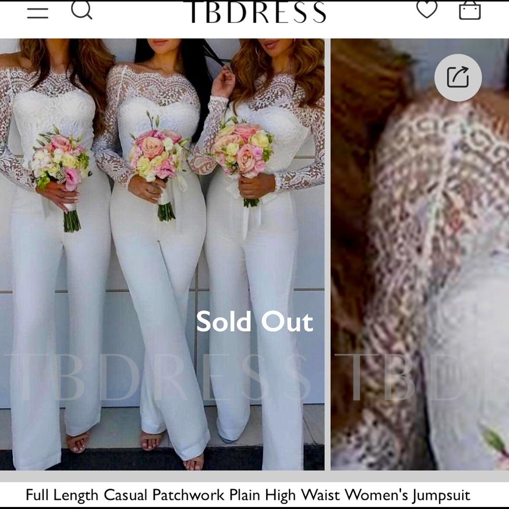 White lace high waist jumpsuit